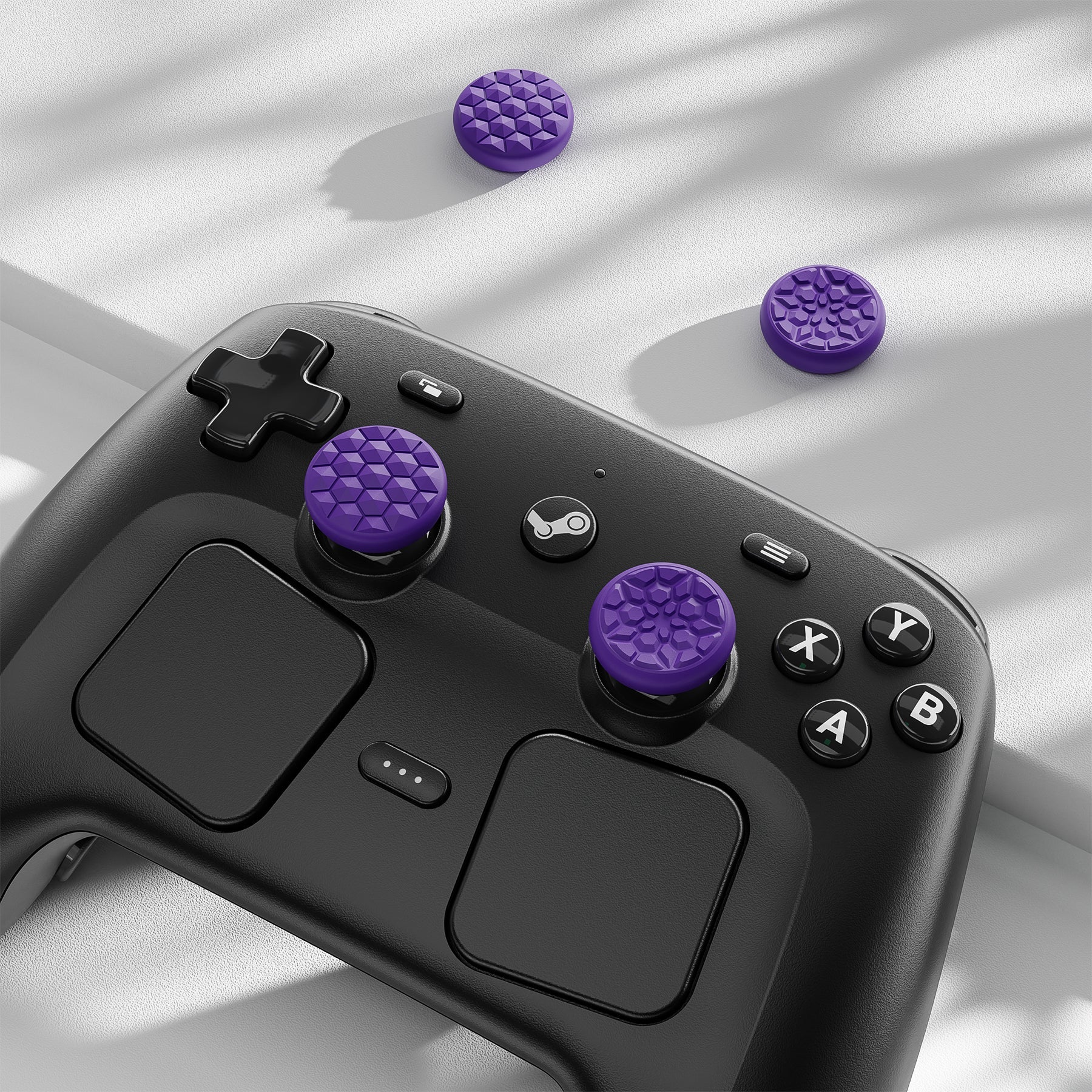 PlayVital Diamond Grain & Crack Bomb Design 4-Pack Thumb Grips for Steam Controller 2 (2026), Anti-Slip Textured Grip Caps - Purple PlayVital