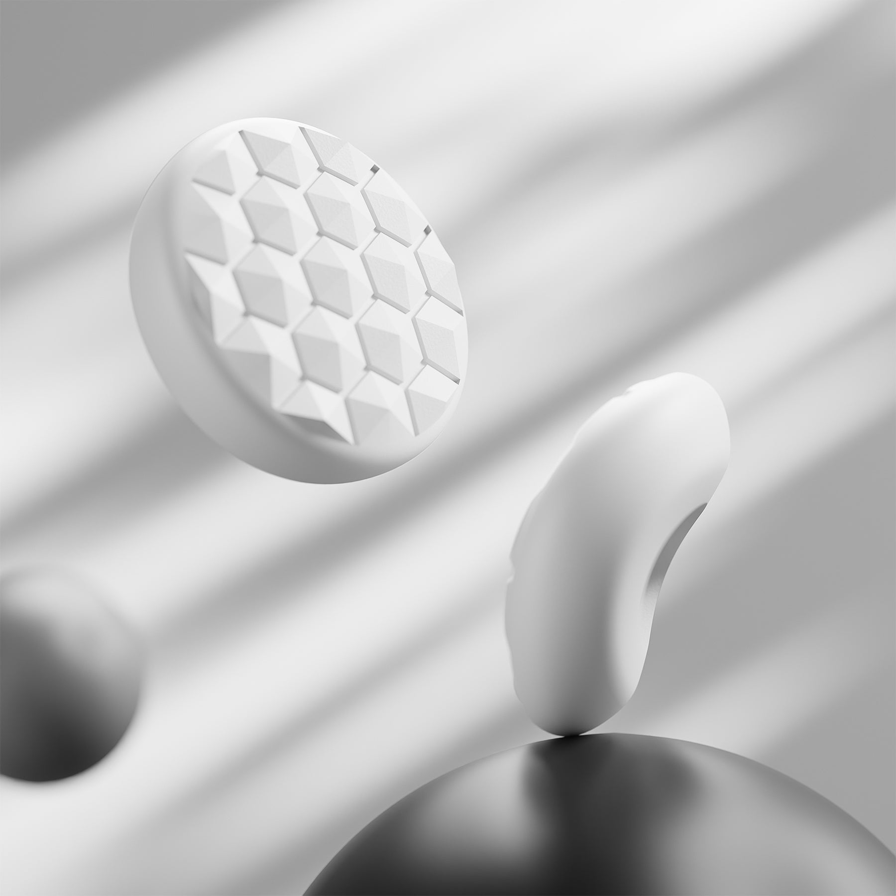 PlayVital Diamond Grain & Crack Bomb Design 4-Pack Thumb Grips for Steam Controller 2 (2026), Anti-Slip Textured Grip Caps - White PlayVital