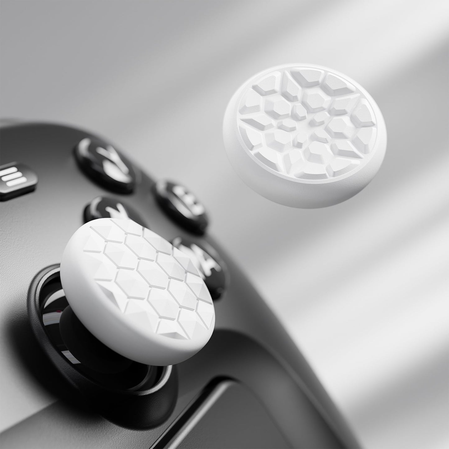 PlayVital Diamond Grain & Crack Bomb Design 4-Pack Thumb Grips for Steam Controller 2 (2026), Anti-Slip Textured Grip Caps - White PlayVital