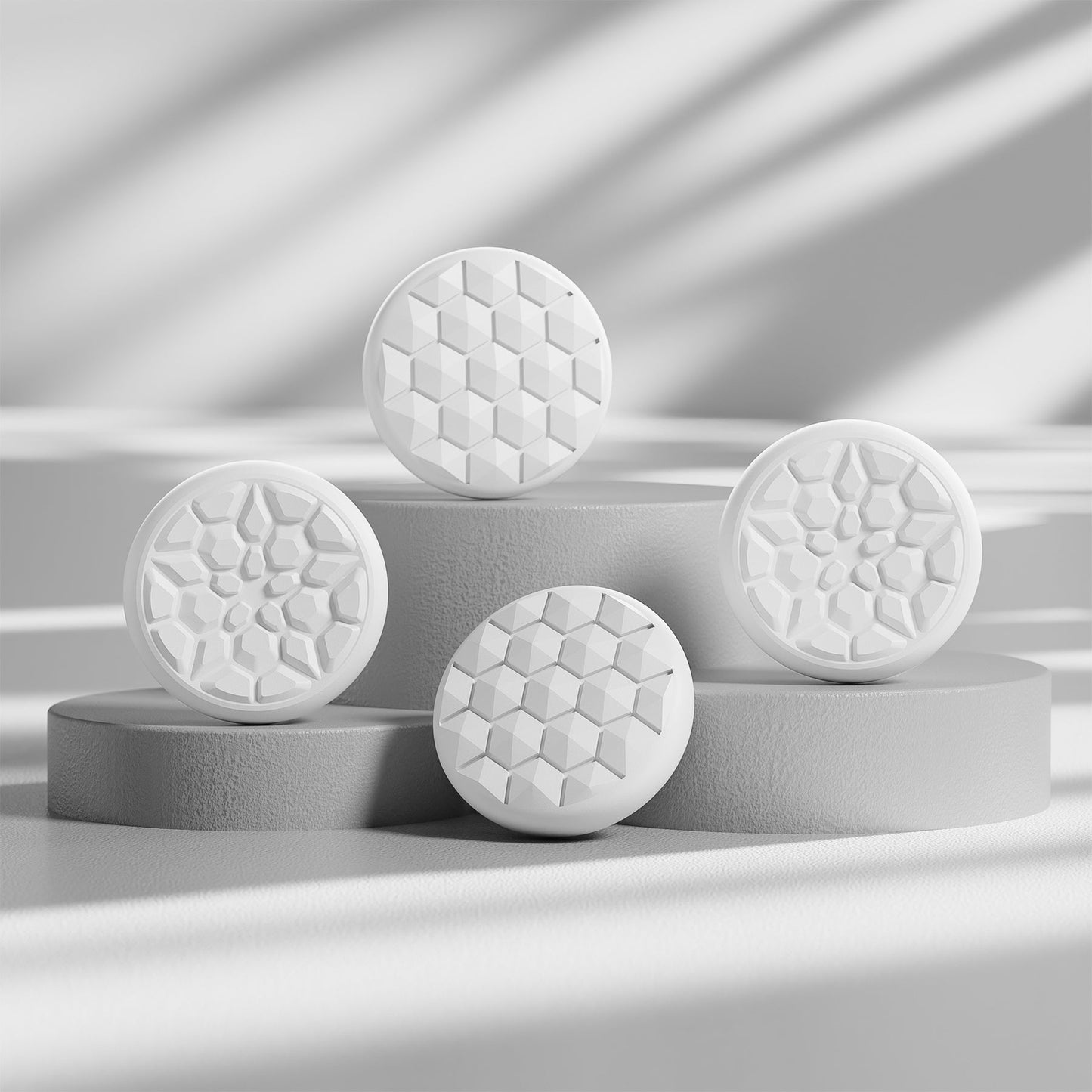PlayVital Diamond Grain & Crack Bomb Design 4-Pack Thumb Grips for Steam Controller 2 (2026), Anti-Slip Textured Grip Caps - White PlayVital