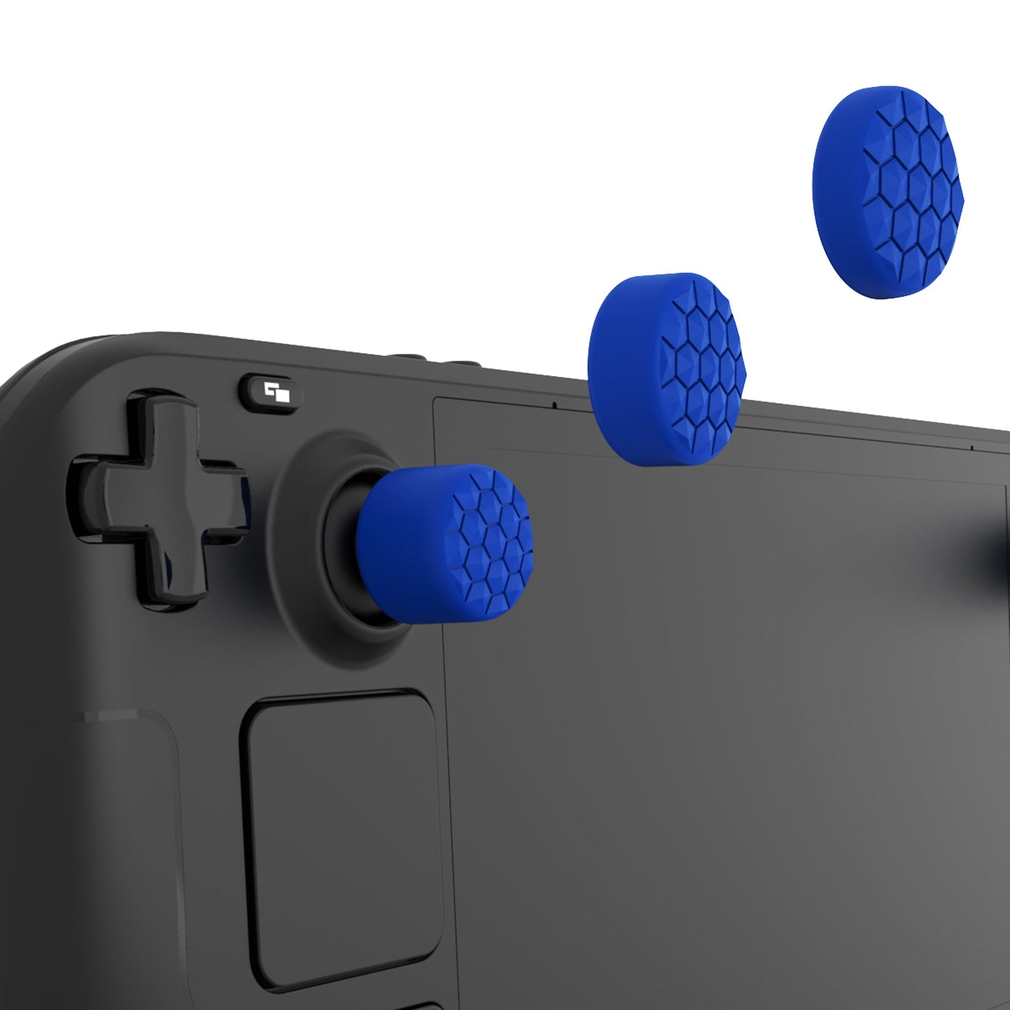 PlayVital Diamond Grain & Crack Bomb Design Ergonomic Stick Caps Thumb Grips for Steam Deck LCD & OLED, for PS Portal Remote Player -  Blue PlayVital
