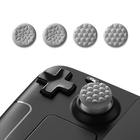PlayVital Diamond Grain & Crack Bomb Design Thumb Grip Caps for Steam Deck LCD & OLED, for PS Portal Remote Player - Cool Gray PlayVital