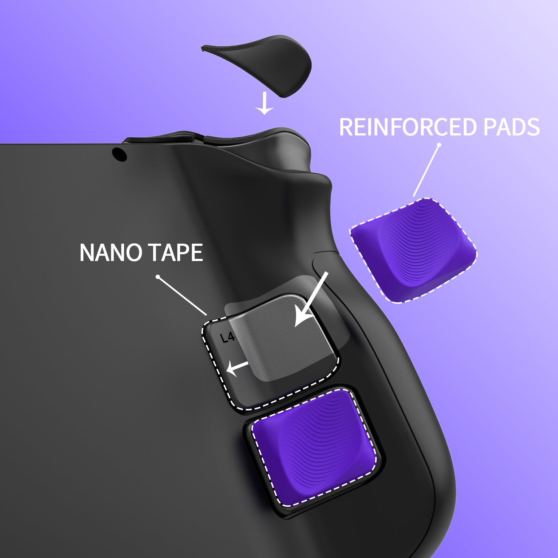 PlayVital Ergonomic Grip Back Button Enhancement Kit for Steam Deck LCD, Anti-Slip Silicone Trigger Grips for Steam Deck OLED – Purple PlayVital
