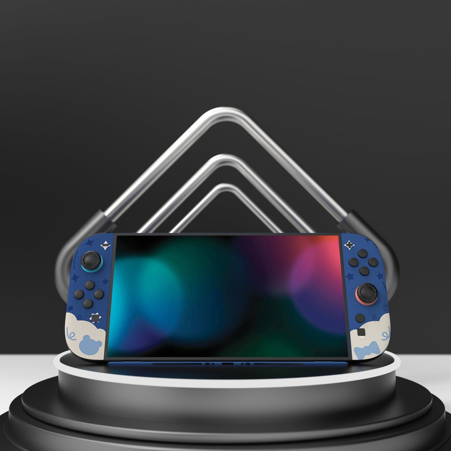 PlayVital Good Night Bear Custom Full Set Protective Skin Decal for Nintendo Switch 2 (2025) Console & Joycon - Midnight Blue PlayVital