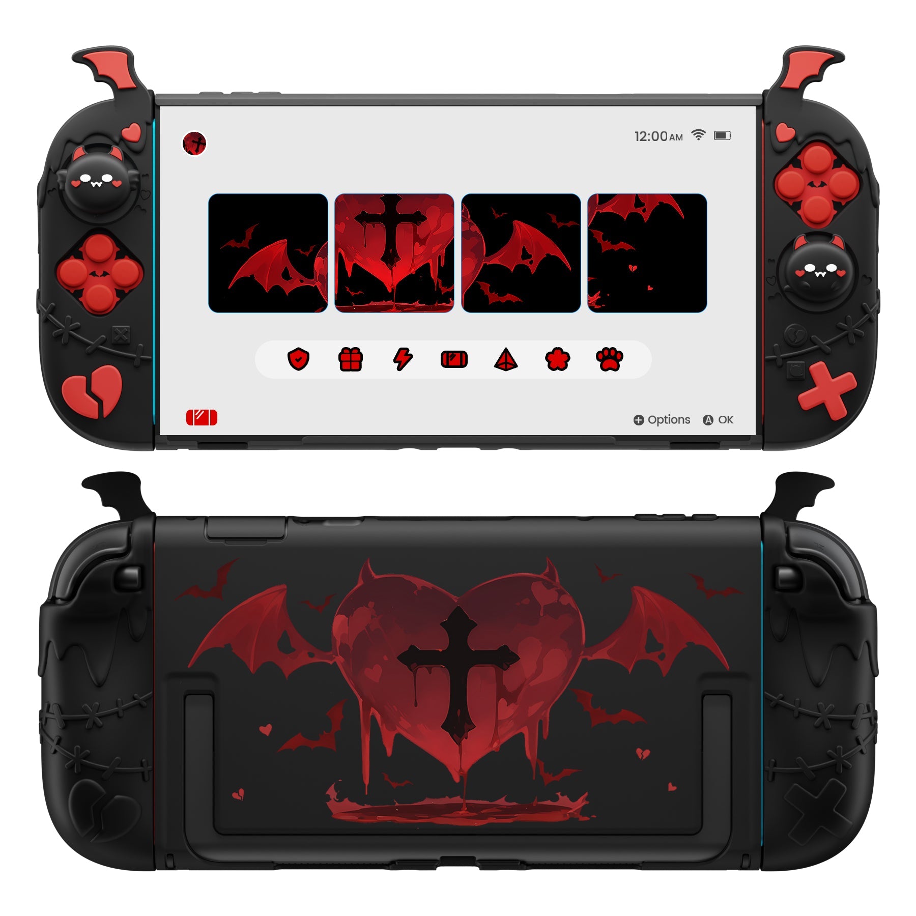 PlayVital Gothic Imp Series Protective Case for Nintendo Switch 2, Kawaii Dockable Hard Case Shell for Switch 2 with Thumb Grips & Sticker - Black PlayVital