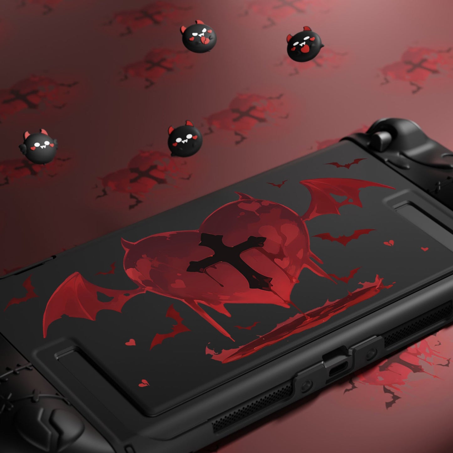 PlayVital Gothic Imp Series Protective Case for Nintendo Switch 2, Kawaii Dockable Hard Case Shell for Switch 2 with Thumb Grips & Sticker - Black PlayVital