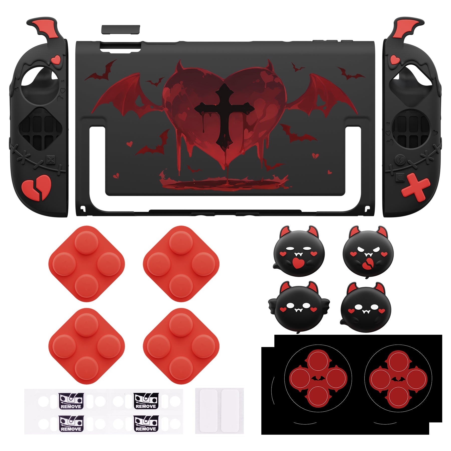 PlayVital Gothic Imp Series Protective Case for Nintendo Switch 2, Kawaii Dockable Hard Case Shell for Switch 2 with Thumb Grips & Sticker - Black PlayVital