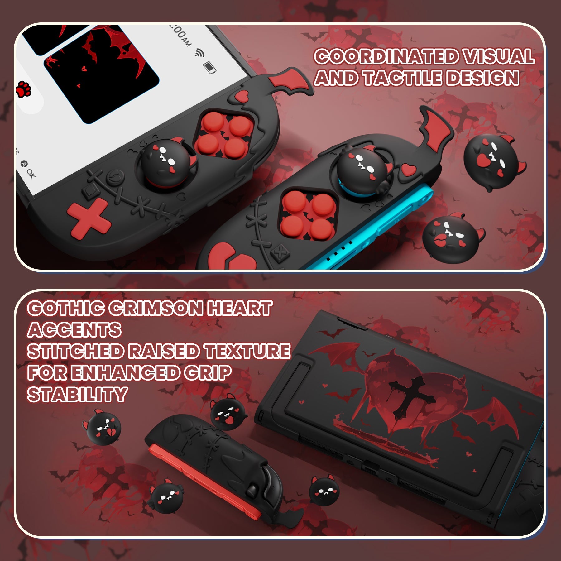 PlayVital Gothic Imp Series Protective Case for Nintendo Switch 2, Kawaii Dockable Hard Case Shell for Switch 2 with Thumb Grips & Sticker - Black PlayVital