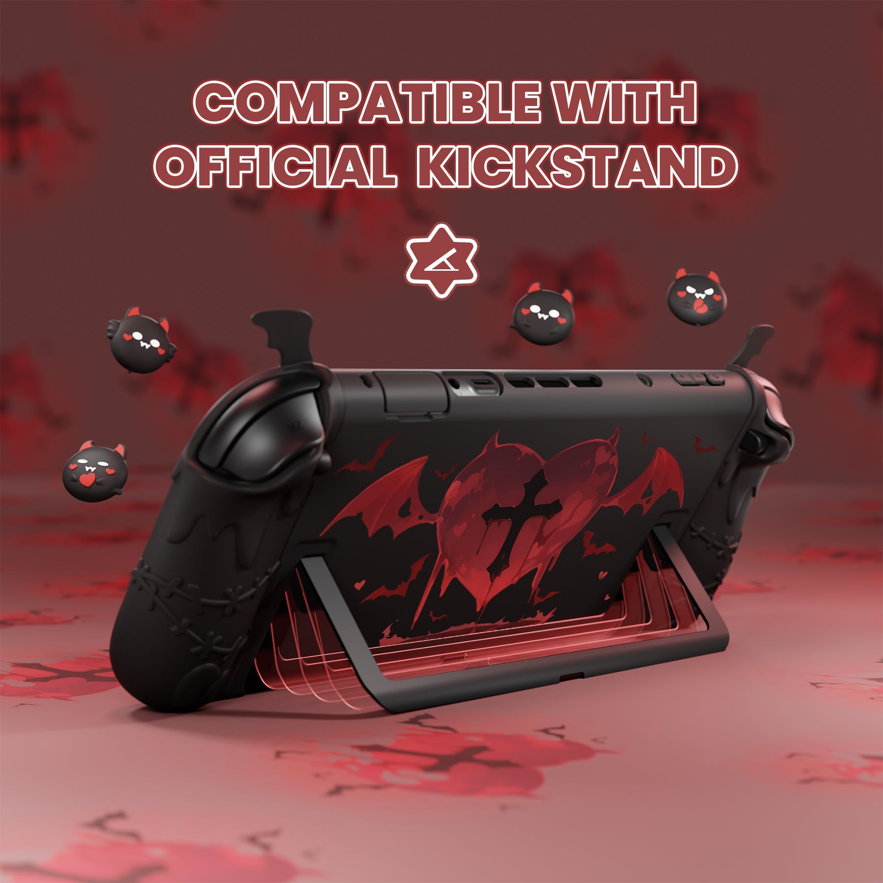 PlayVital Gothic Imp Series Protective Case for Nintendo Switch 2, Kawaii Dockable Hard Case Shell for Switch 2 with Thumb Grips & Sticker - Black PlayVital