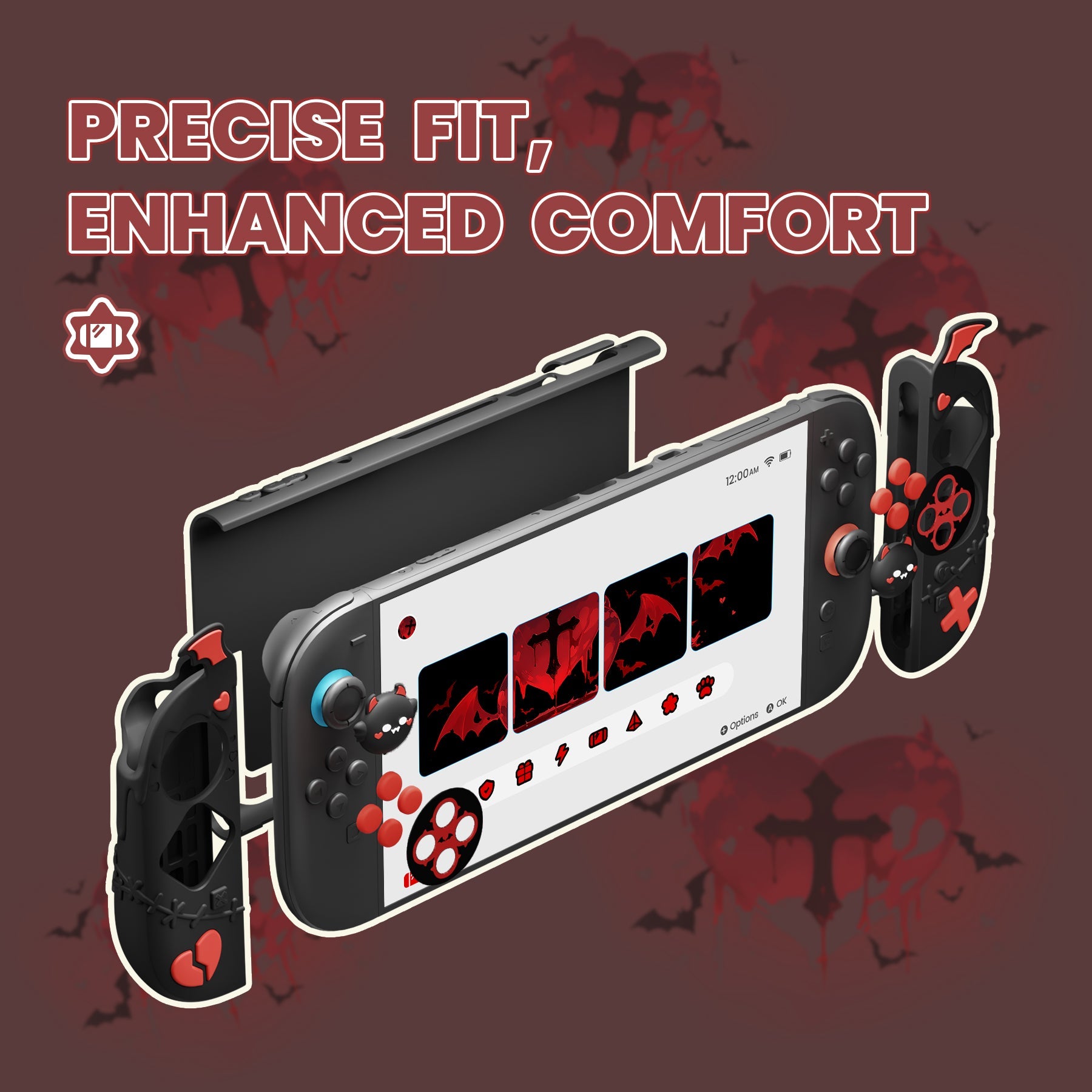 PlayVital Gothic Imp Series Protective Case for Nintendo Switch 2, Kawaii Dockable Hard Case Shell for Switch 2 with Thumb Grips & Sticker - Black PlayVital