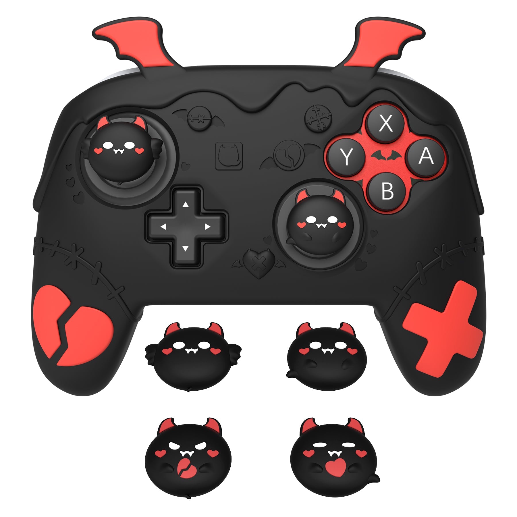 PlayVital Gothic Imp Series Silicone Cover for Nintendo Switch 2 Pro Controller, Cute Protective Skin Case for Switch 2 Pro Controller with Back Button Caps & Thumb Grip & Sticker - Black PlayVital