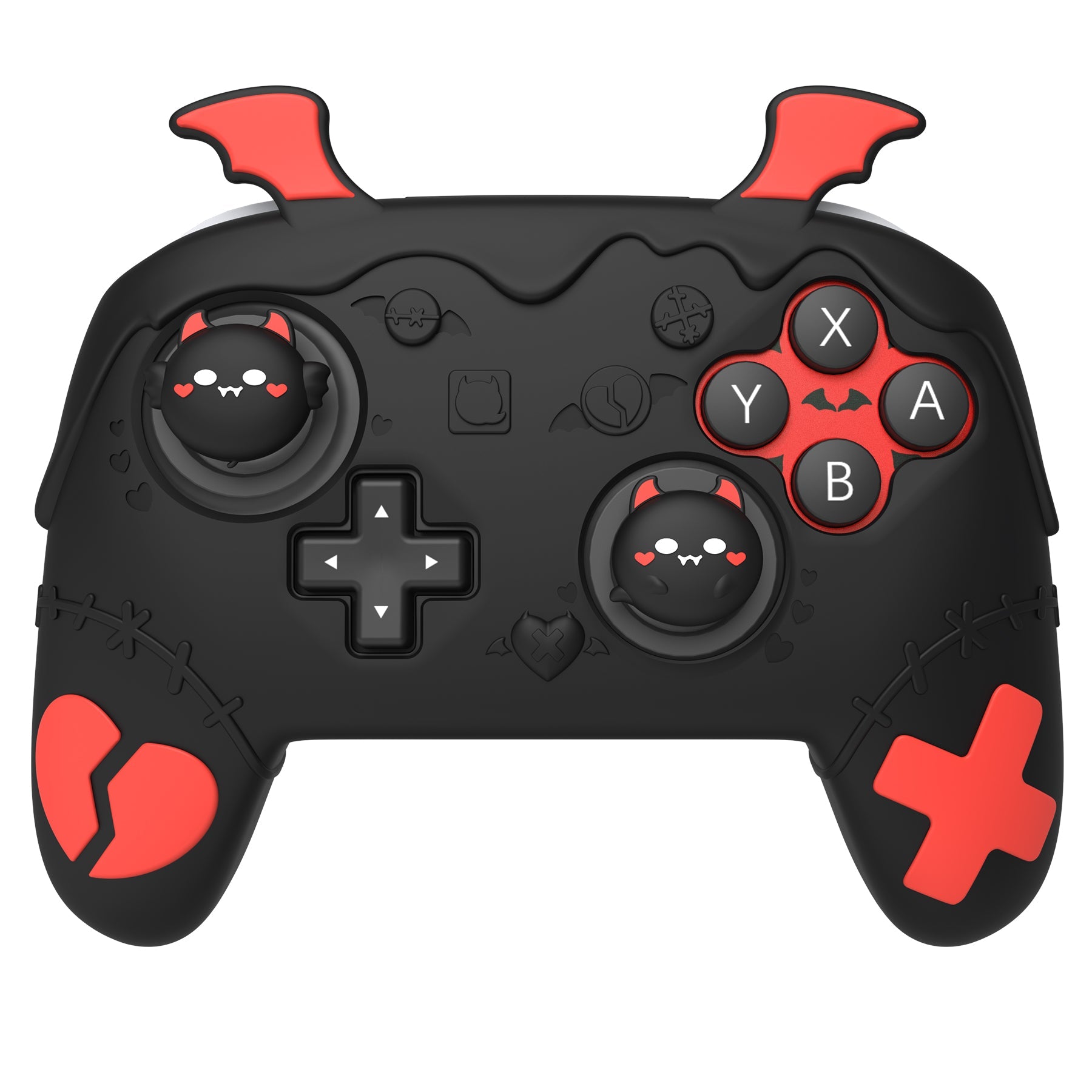 PlayVital Gothic Imp Series Silicone Cover for Nintendo Switch 2 Pro Controller, Cute Protective Skin Case for Switch 2 Pro Controller with Back Button Caps & Thumb Grip & Sticker - Black PlayVital