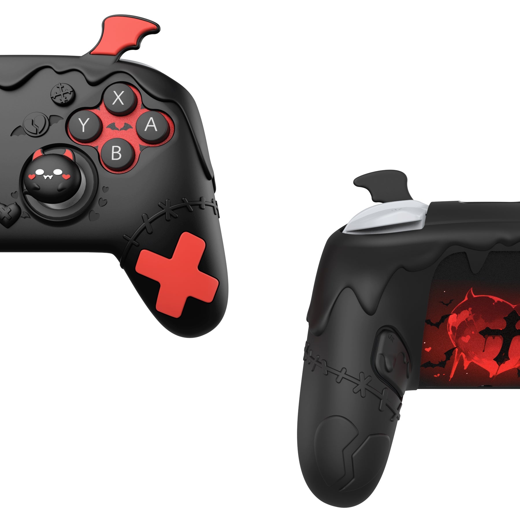PlayVital Gothic Imp Series Silicone Cover for Nintendo Switch 2 Pro Controller, Cute Protective Skin Case for Switch 2 Pro Controller with Back Button Caps & Thumb Grip & Sticker - Black PlayVital