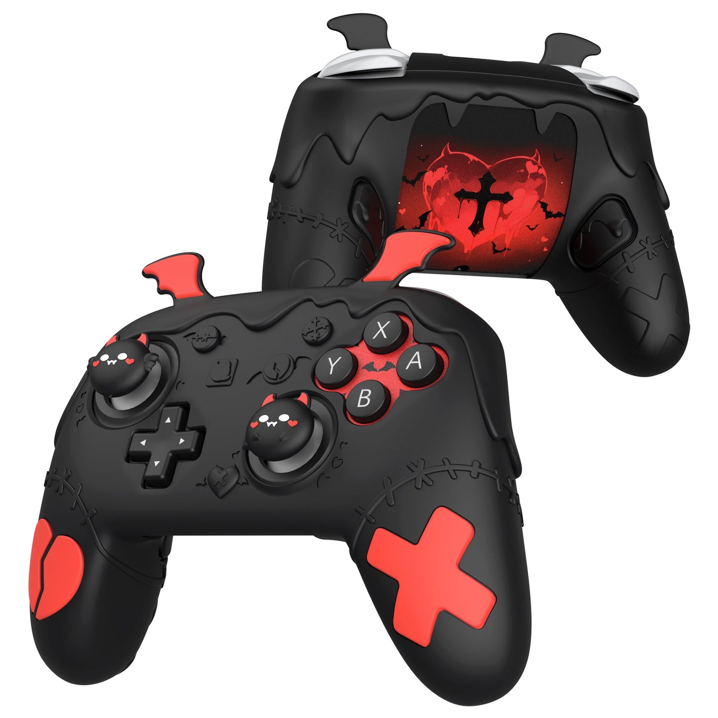 PlayVital Gothic Imp Series Silicone Cover for Nintendo Switch 2 Pro Controller, Cute Protective Skin Case for Switch 2 Pro Controller with Back Button Caps & Thumb Grip & Sticker - Black PlayVital