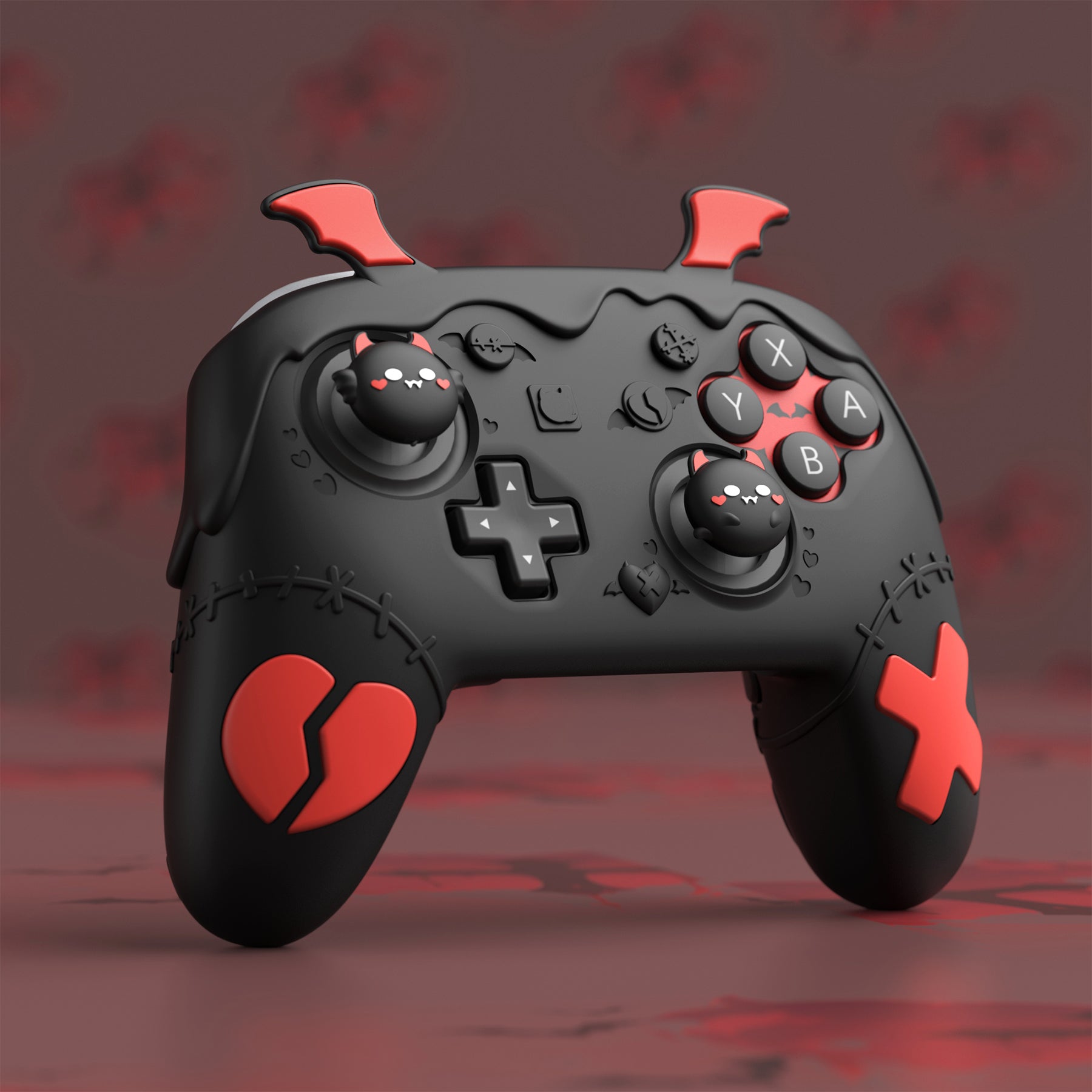 PlayVital Gothic Imp Series Silicone Cover for Nintendo Switch 2 Pro Controller, Cute Protective Skin Case for Switch 2 Pro Controller with Back Button Caps & Thumb Grip & Sticker - Black PlayVital