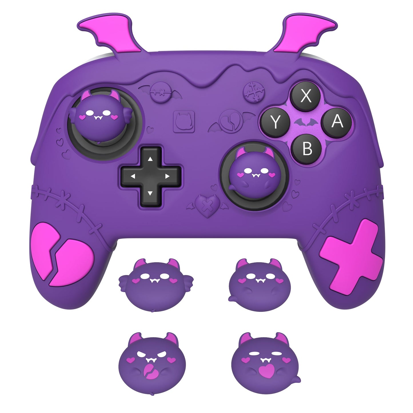 PlayVital Gothic Imp Series Silicone Cover for Nintendo Switch 2 Pro Controller, Cute Protective Skin Case for Switch 2 Pro Controller with Back Button Caps & Thumb Grip & Sticker - Purple PlayVital