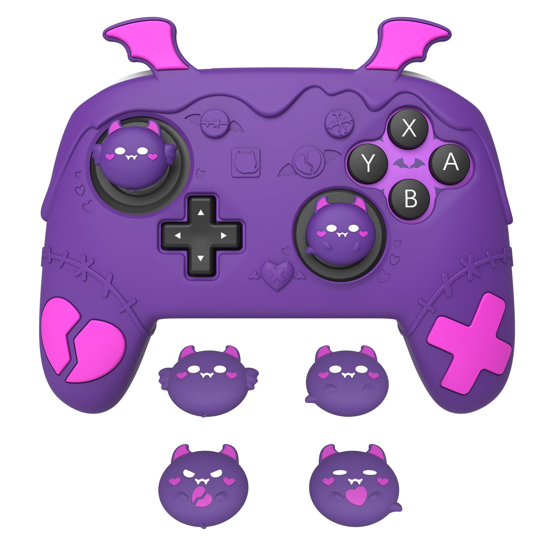 PlayVital Gothic Imp Series Silicone Cover for Nintendo Switch 2 Pro Controller, Cute Protective Skin Case for Switch 2 Pro Controller with Back Button Caps & Thumb Grip & Sticker - Purple PlayVital