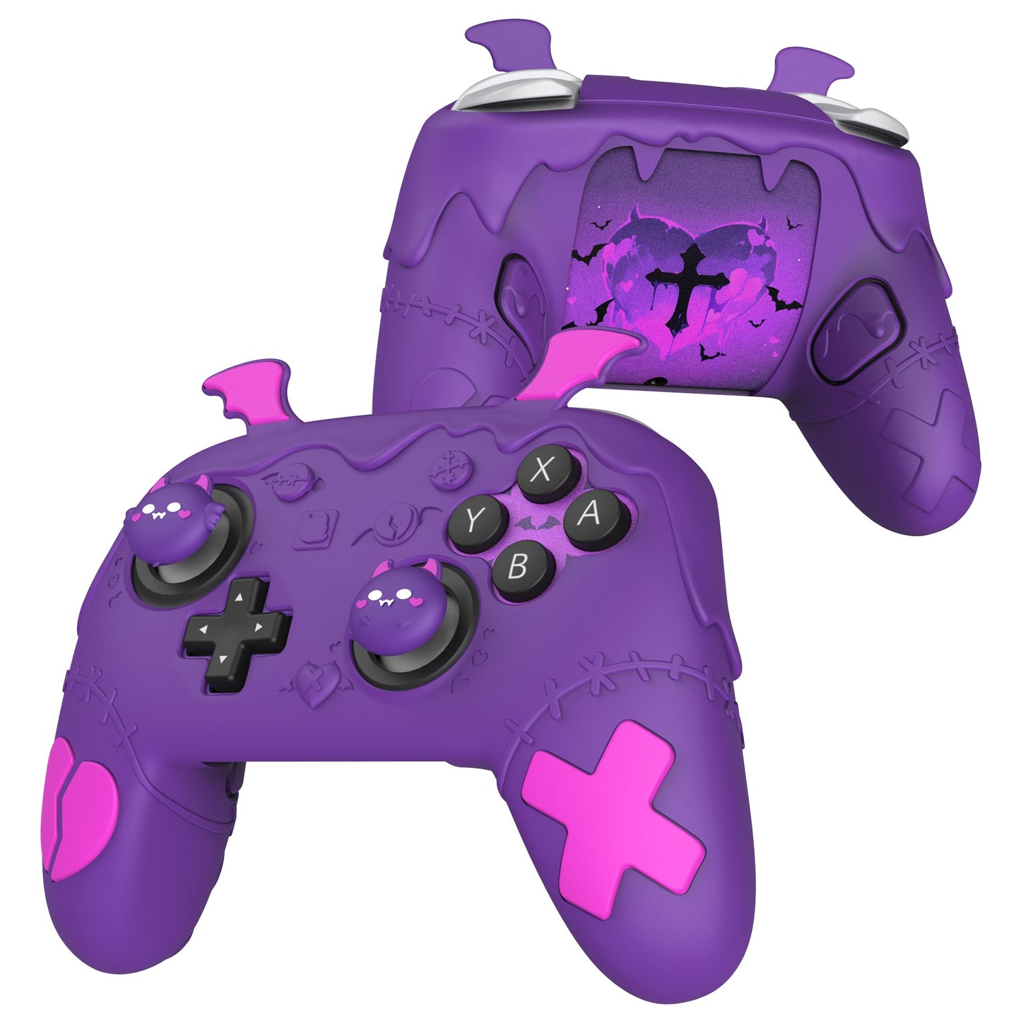 PlayVital Gothic Imp Series Silicone Cover for Nintendo Switch 2 Pro Controller, Cute Protective Skin Case for Switch 2 Pro Controller with Back Button Caps & Thumb Grip & Sticker - Purple PlayVital