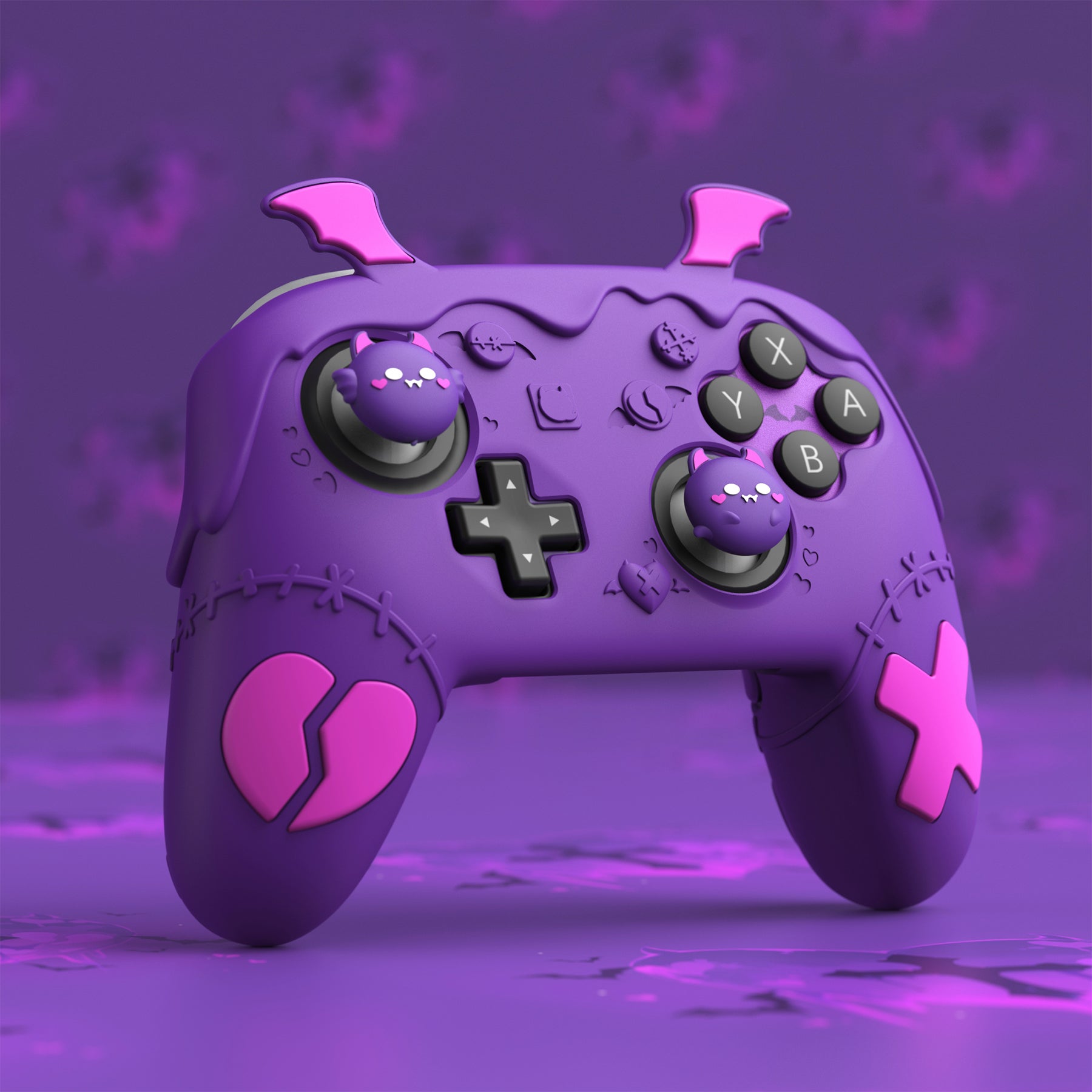 PlayVital Gothic Imp Series Silicone Cover for Nintendo Switch 2 Pro Controller, Cute Protective Skin Case for Switch 2 Pro Controller with Back Button Caps & Thumb Grip & Sticker - Purple PlayVital