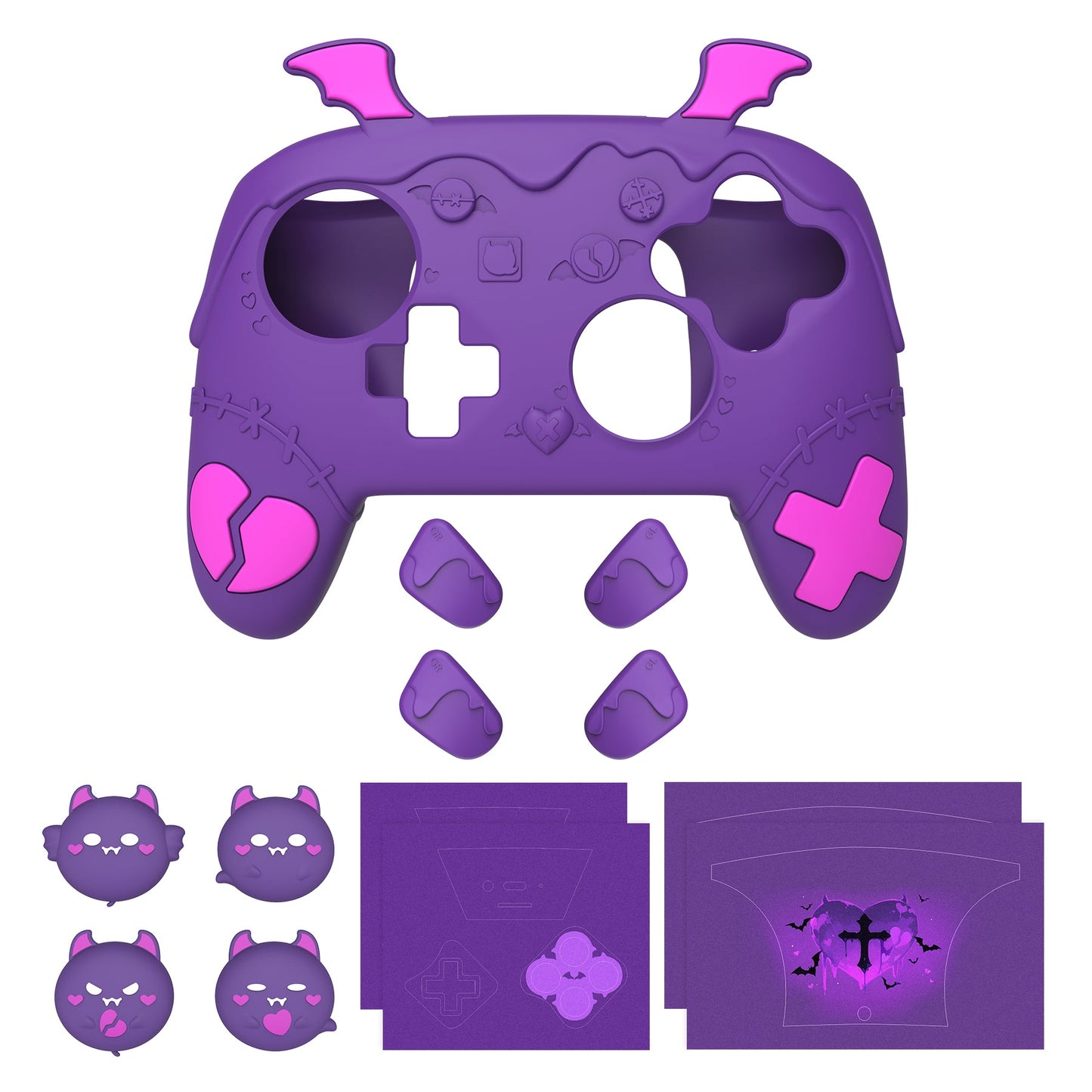PlayVital Gothic Imp Series Silicone Cover for Nintendo Switch 2 Pro Controller, Cute Protective Skin Case for Switch 2 Pro Controller with Back Button Caps & Thumb Grip & Sticker - Purple PlayVital