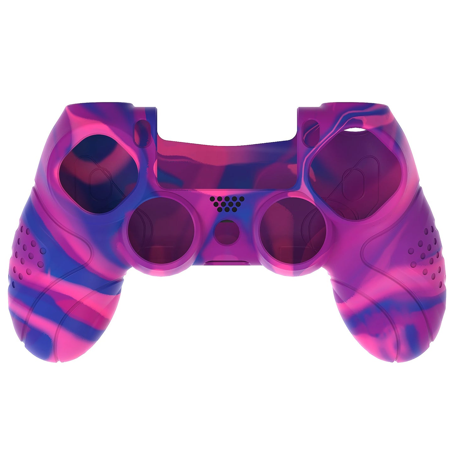 PlayVital Guardian Edition Silicone Cover Skin with Thumb Grip Caps for PS4 Slim Pro Controller - Pink & Purple & Blue playvital