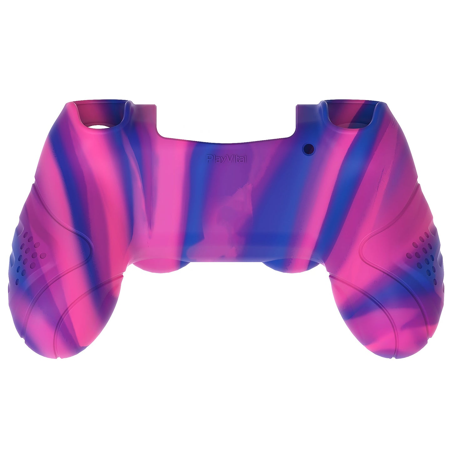 PlayVital Guardian Edition Silicone Cover Skin with Thumb Grip Caps for PS4 Slim Pro Controller - Pink & Purple & Blue playvital