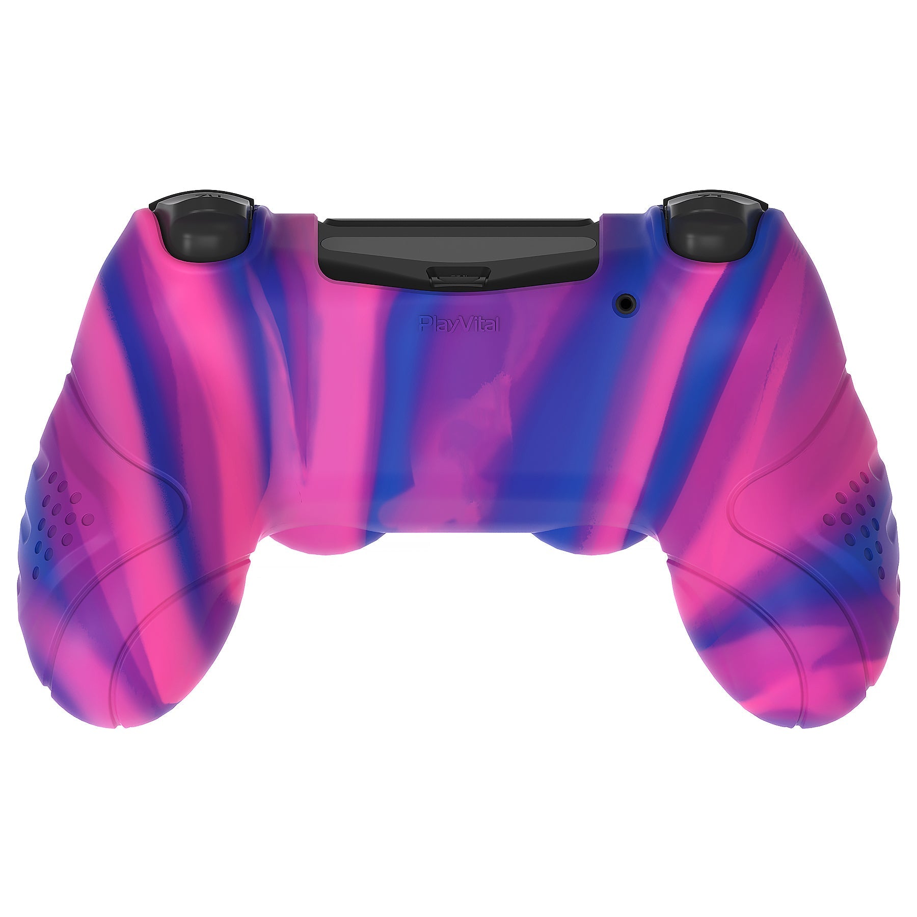 PlayVital Guardian Edition Silicone Cover Skin with Thumb Grip Caps for PS4 Slim Pro Controller - Pink & Purple & Blue playvital