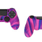 PlayVital Guardian Edition Silicone Cover Skin with Thumb Grip Caps for PS4 Slim Pro Controller - Pink & Purple & Blue playvital