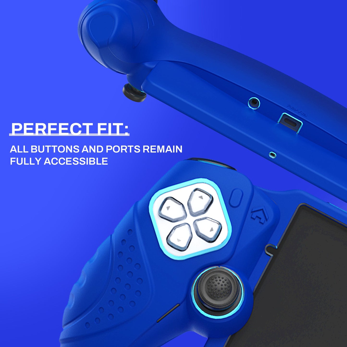 PlayVital Guardian Edition Silicone Protective Case with Thumb Grips for PS Portal Remote Player, Shockproof, Anti-Slip Grip Design for PS Portal Cover - Blue PlayVital