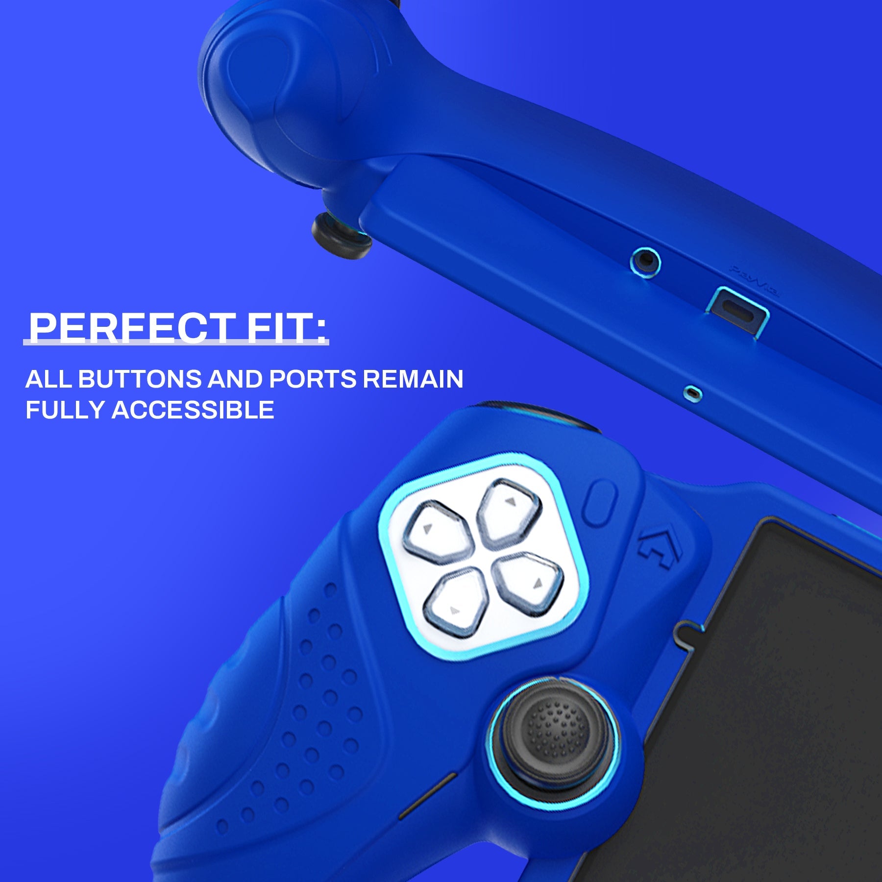 PlayVital Guardian Edition Silicone Protective Case with Thumb Grips for PS Portal Remote Player, Shockproof, Anti-Slip Grip Design for PS Portal Cover - Blue PlayVital