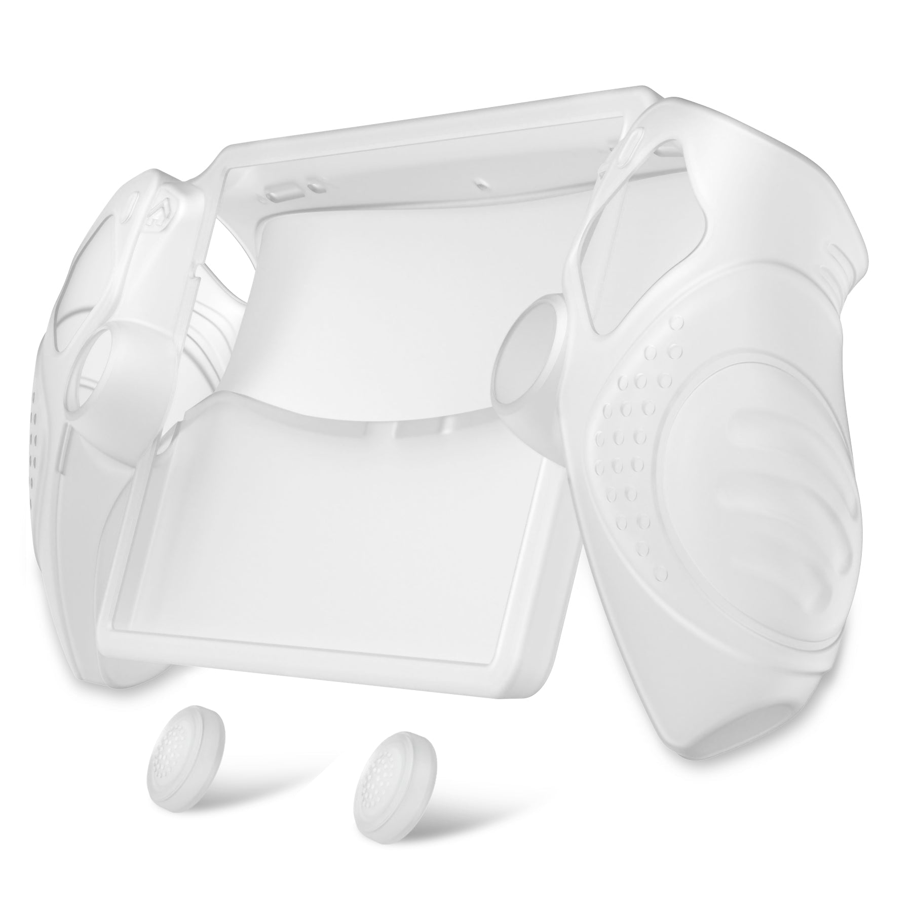 PlayVital Guardian Edition Silicone Protective Case with Thumb Grips for PS Portal Remote Player, Shockproof, Anti-Slip Grip Design for PS Portal Cover - Clear White PlayVital