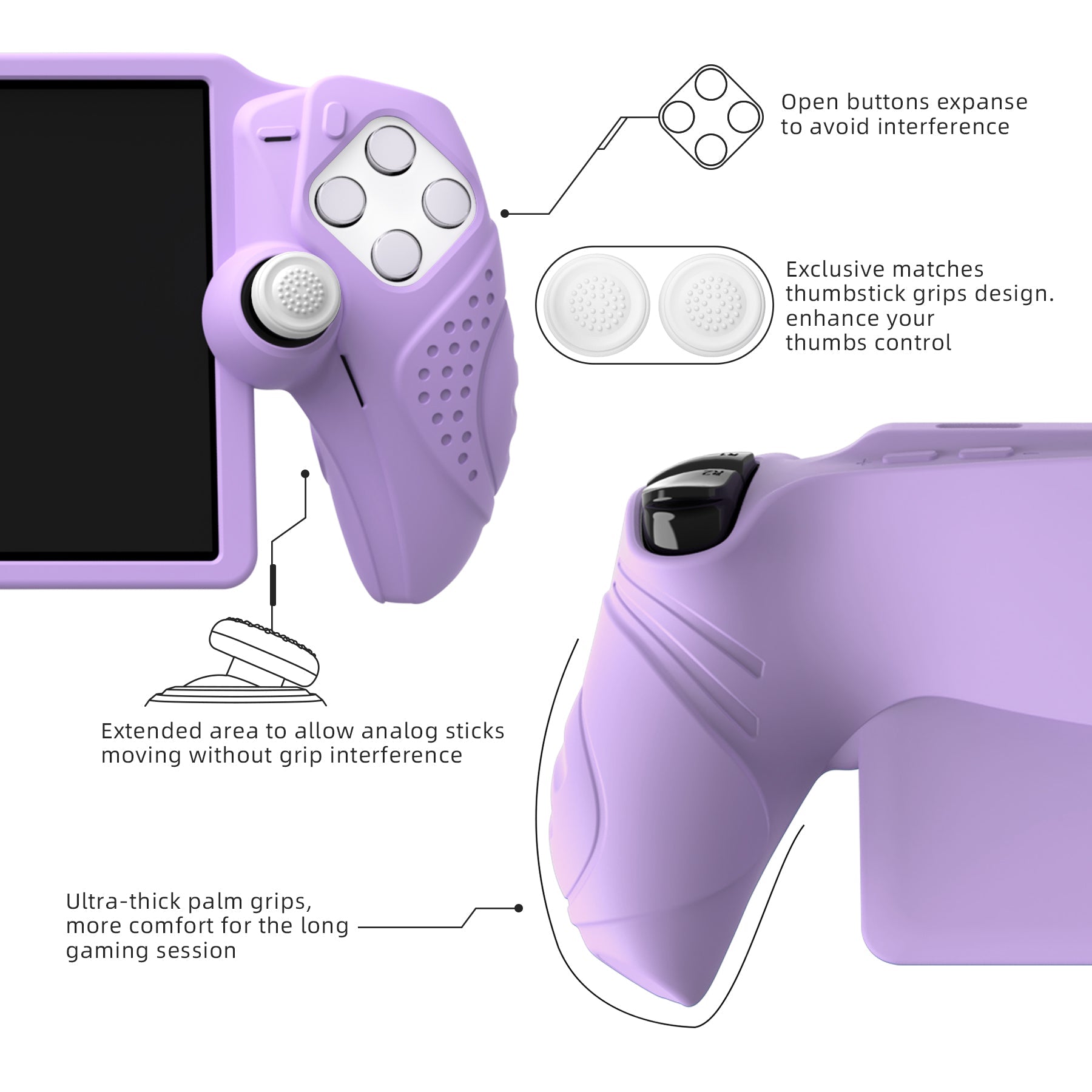 PlayVital Guardian Edition Silicone Protective Case with Thumb Grips for PS Portal Remote Player, Shockproof, Anti-Slip Grip Design for PS Portal Cover - Mauve Purple PlayVital