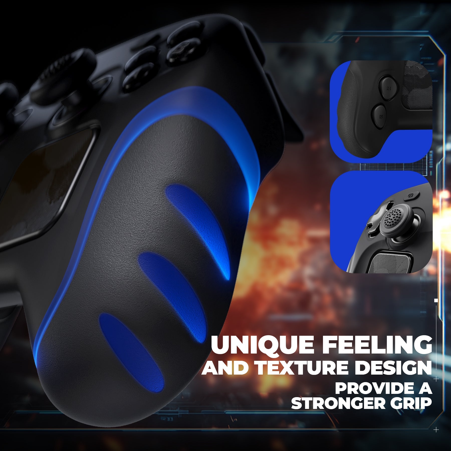 PlayVital Guardian Silicone Cover with 4 Thumb Grips & Stickers for Steam Controller 2 (2026) - Black PlayVital