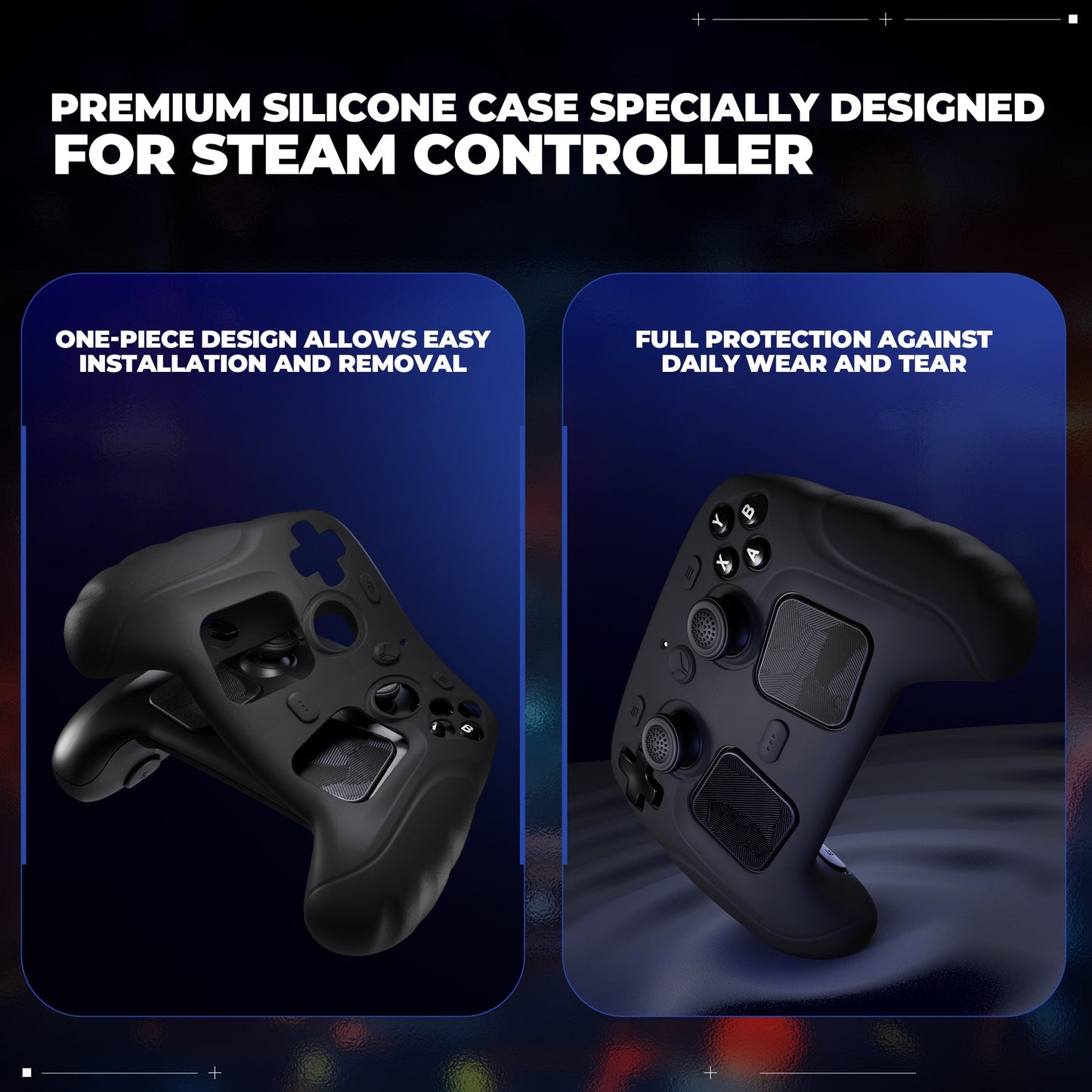 PlayVital Guardian Silicone Cover with 4 Thumb Grips & Stickers for Steam Controller 2 (2026) - Black PlayVital