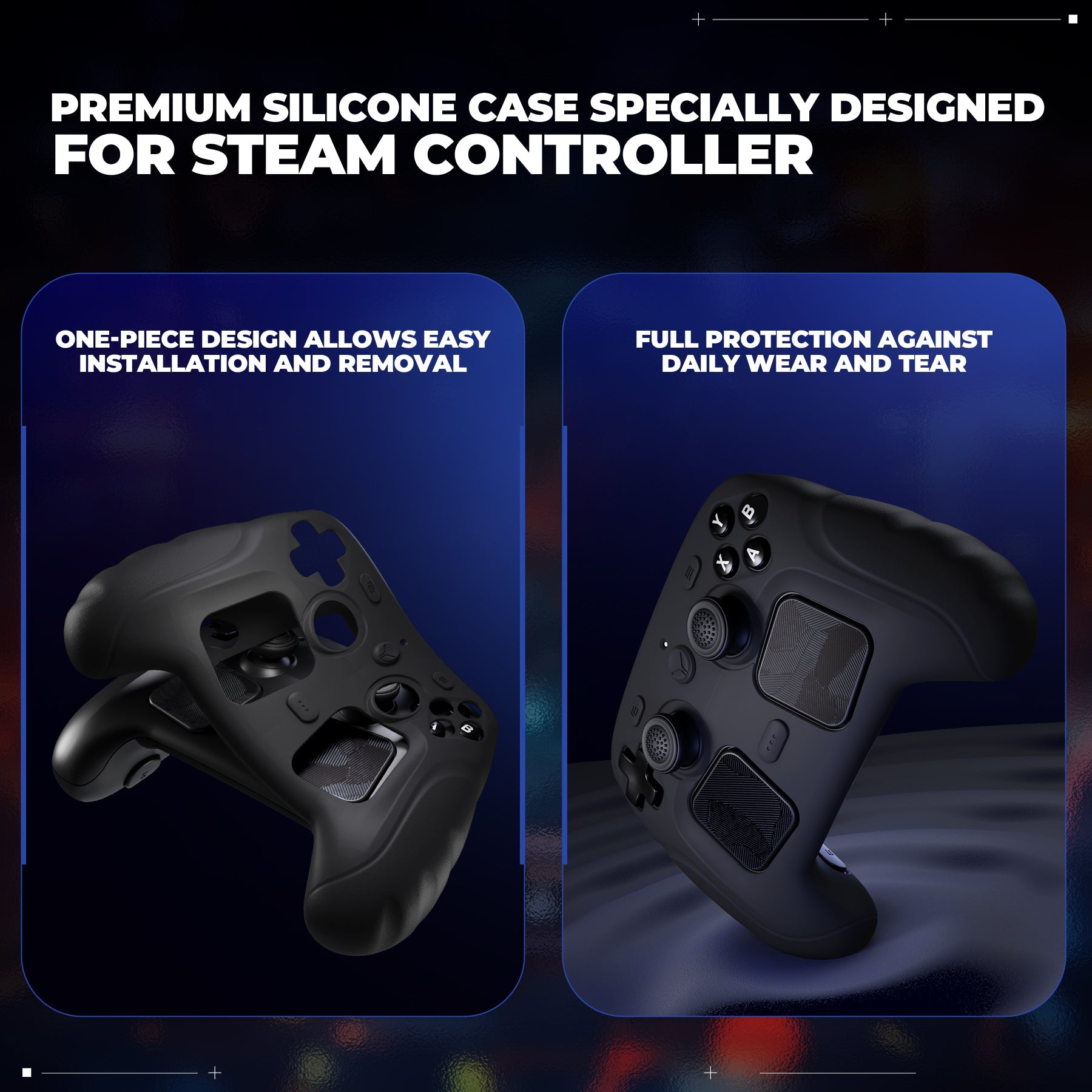 PlayVital Guardian Silicone Cover with 4 Thumb Grips & Stickers for Steam Controller 2 (2026) - Black PlayVital