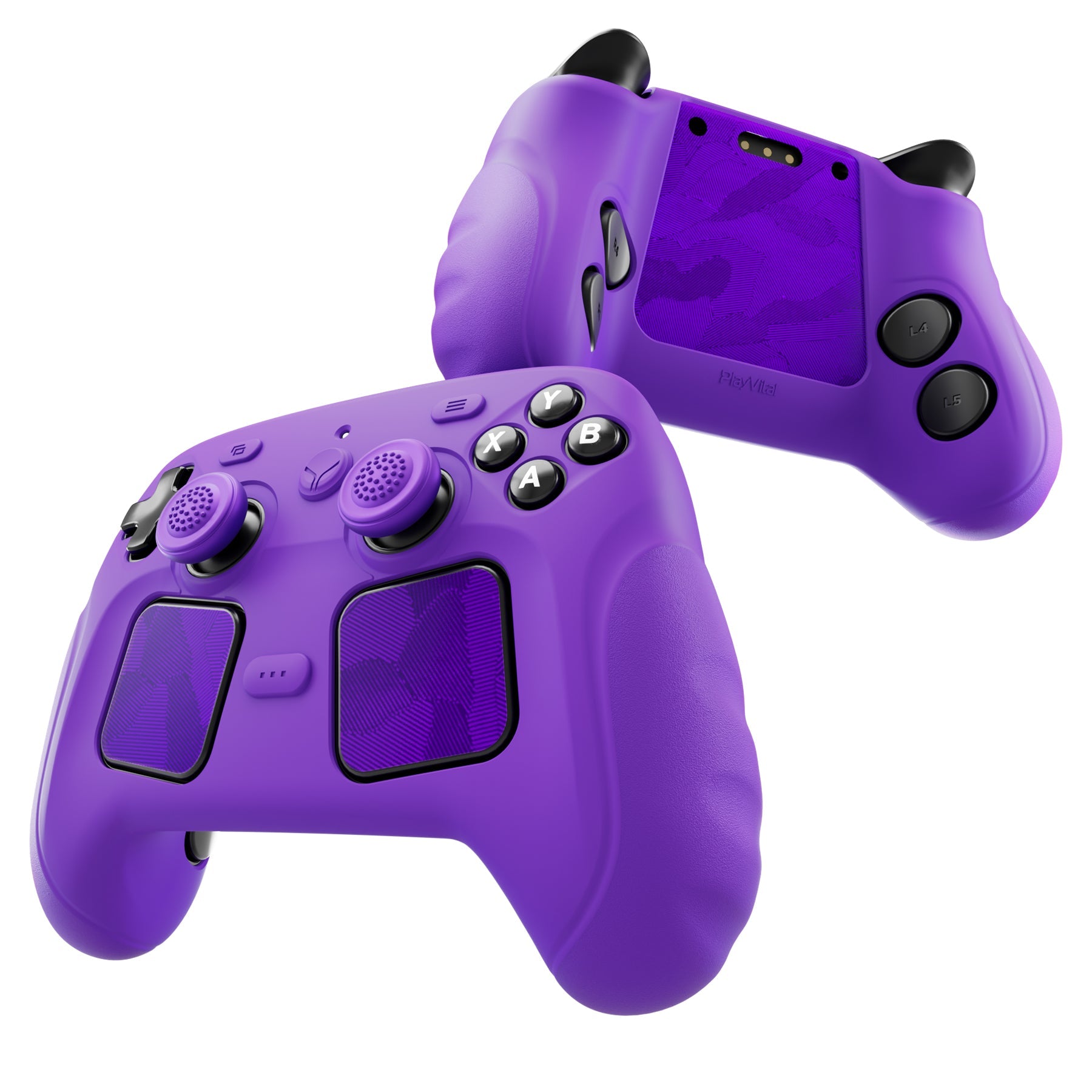 PlayVital Guardian Silicone Cover with 4 Thumb Grips & Stickers for Steam Controller 2 (2026) - Purple PlayVital