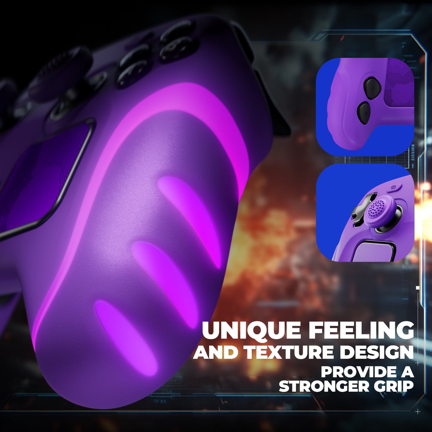 PlayVital Guardian Silicone Cover with 4 Thumb Grips & Stickers for Steam Controller 2 (2026) - Purple PlayVital