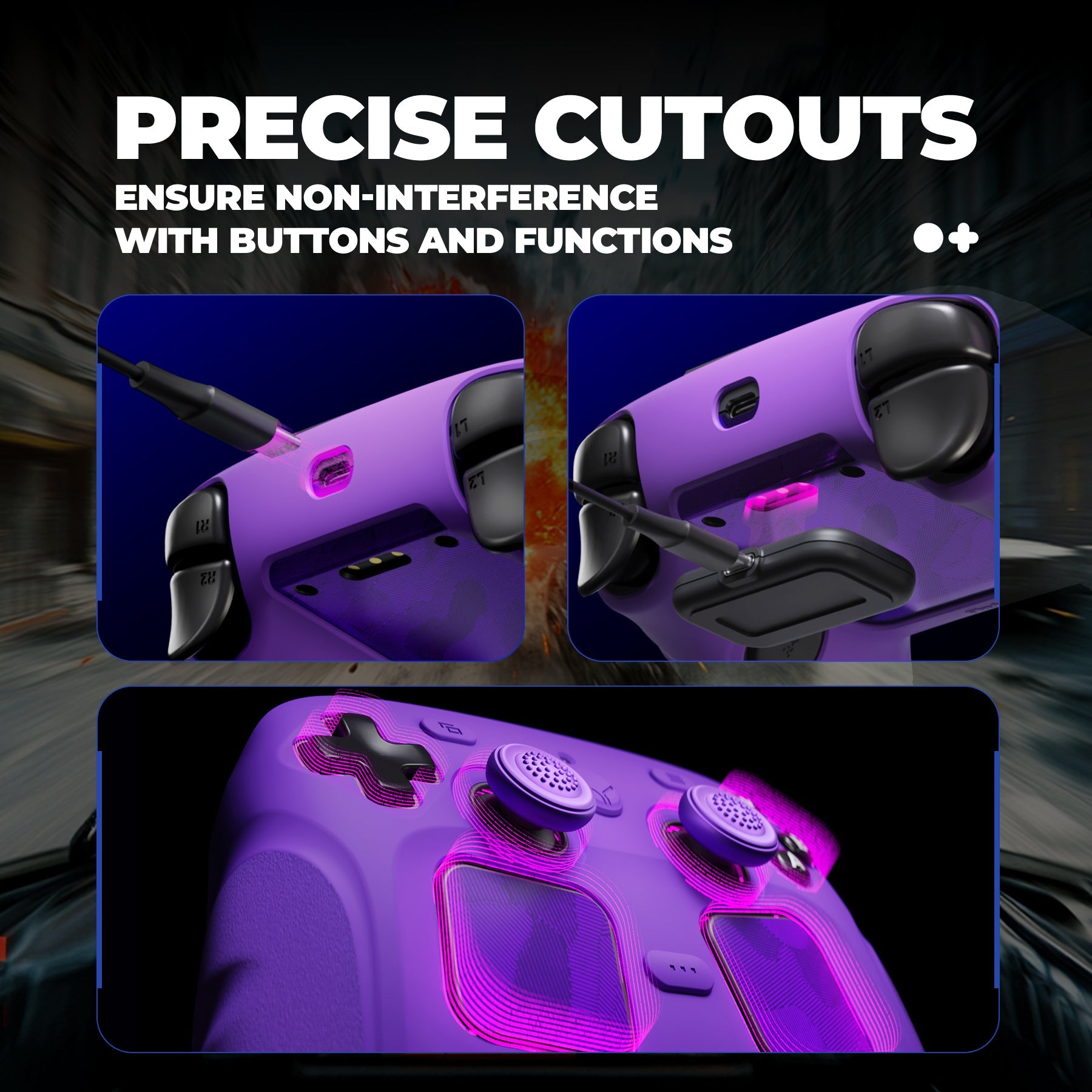 PlayVital Guardian Silicone Cover with 4 Thumb Grips & Stickers for Steam Controller 2 (2026) - Purple PlayVital