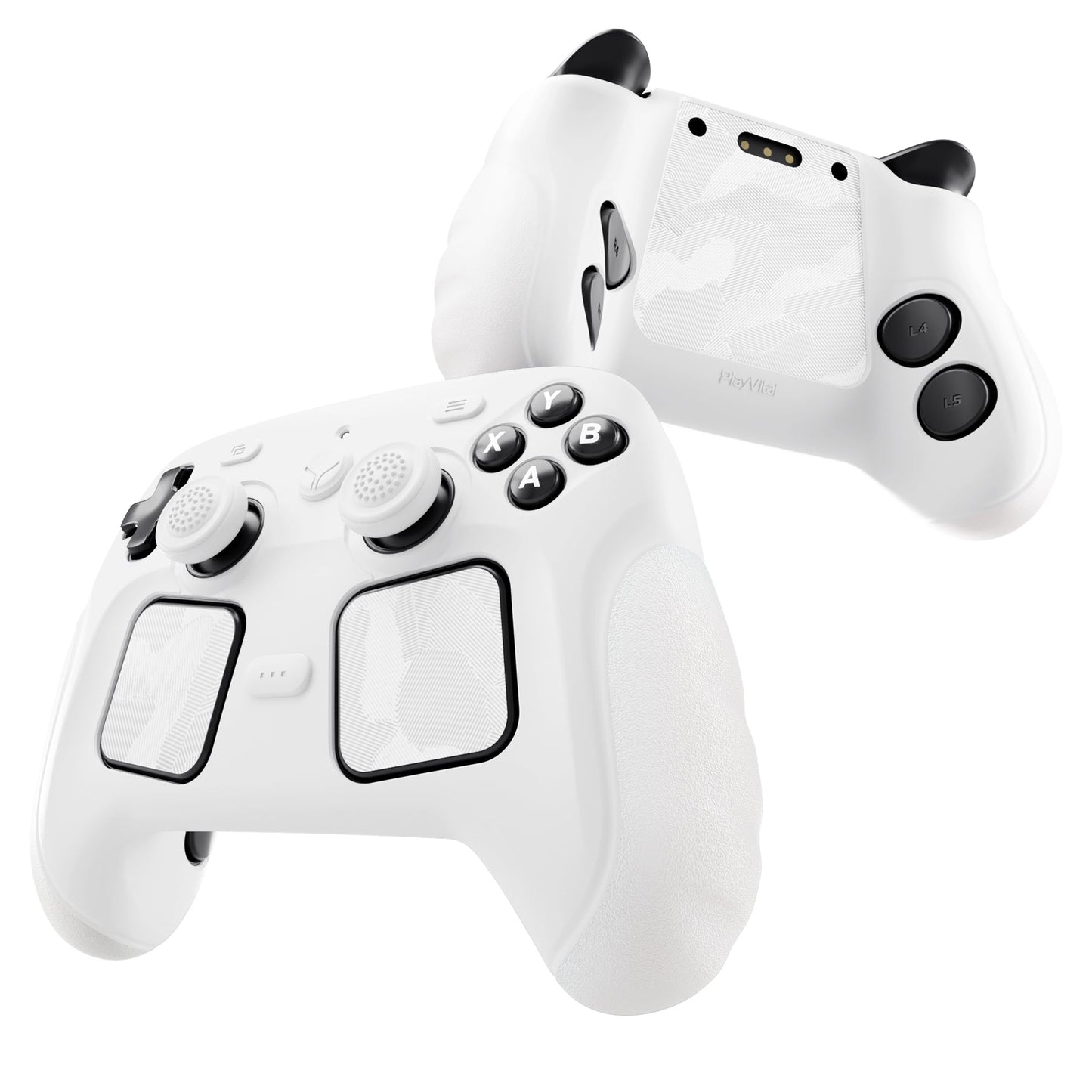 PlayVital Guardian Silicone Cover with 4 Thumb Grips & Stickers for Steam Controller 2 (2026) - White PlayVital