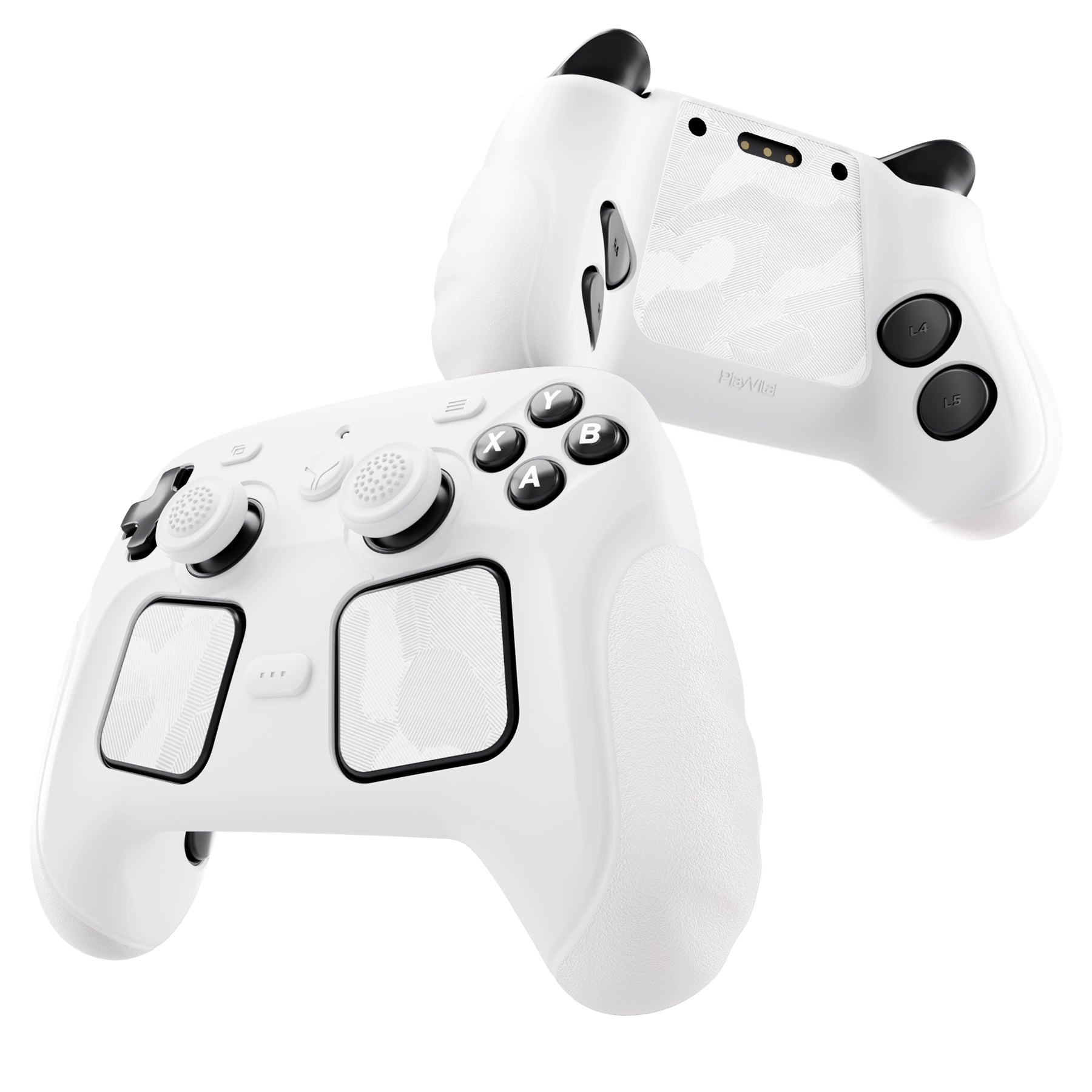 PlayVital Guardian Silicone Cover with 4 Thumb Grips & Stickers for Steam Controller 2 (2026) - White PlayVital