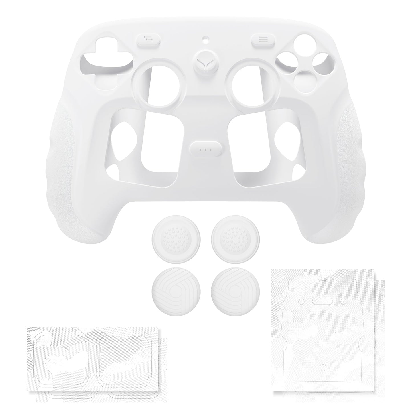 PlayVital Guardian Silicone Cover with 4 Thumb Grips & Stickers for Steam Controller 2 (2026) - White PlayVital