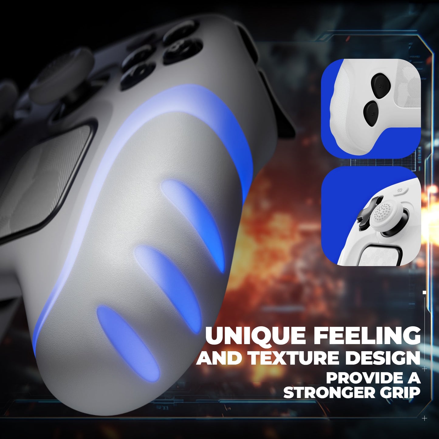 PlayVital Guardian Silicone Cover with 4 Thumb Grips & Stickers for Steam Controller 2 (2026) - White PlayVital