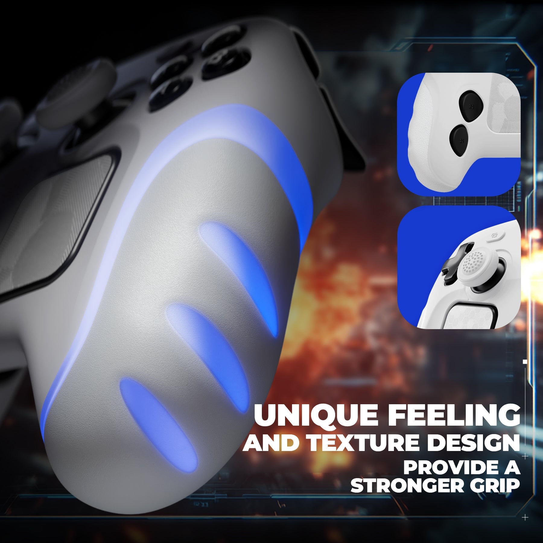 PlayVital Guardian Silicone Cover with 4 Thumb Grips & Stickers for Steam Controller 2 (2026) - White PlayVital