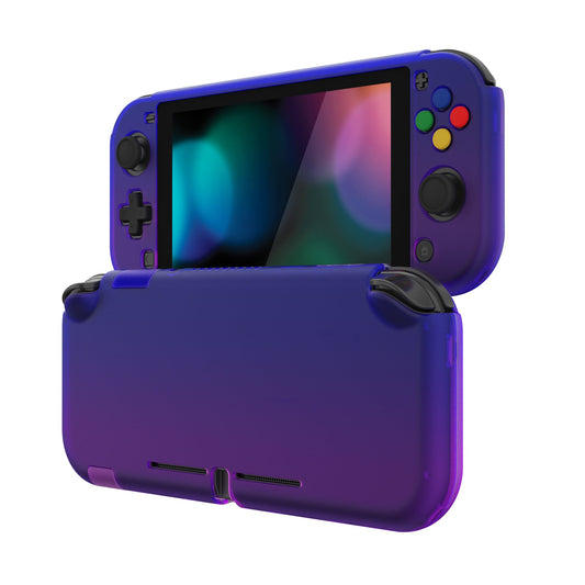 PlayVital Hard Shell Protective Case with Screen Protector & Thumb Grip Caps & Button Caps for Nintendo Switch Lite - Gradient Translucent Bluebell PlayVital
