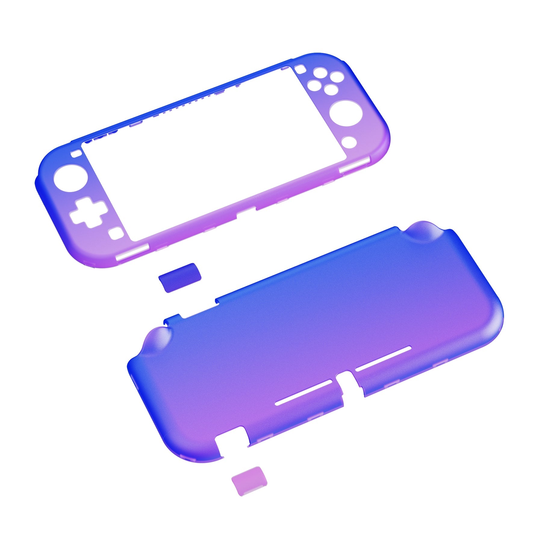 PlayVital Hard Shell Protective Case with Screen Protector & Thumb Grip Caps & Button Caps for Nintendo Switch Lite - Gradient Translucent Bluebell PlayVital