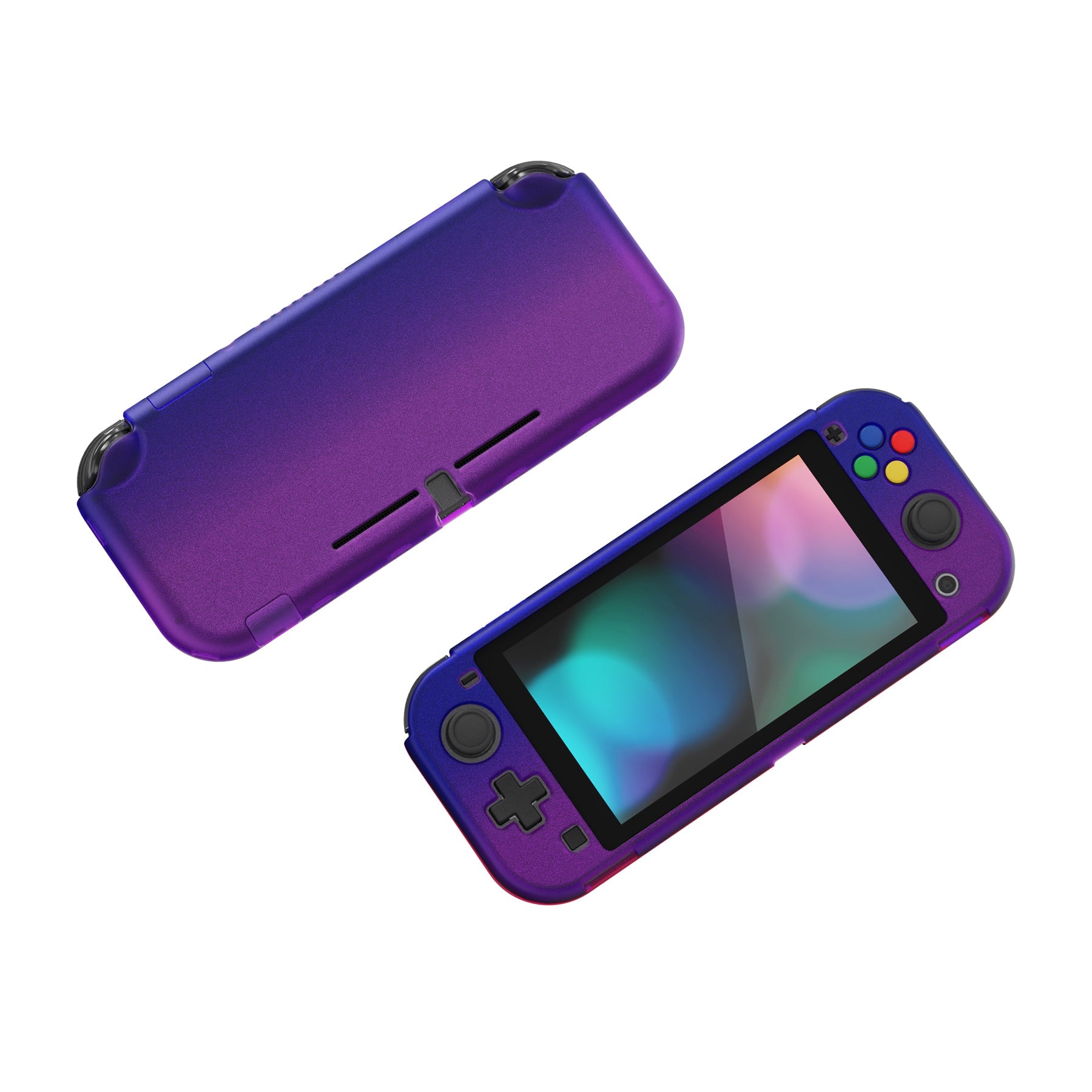 PlayVital Hard Shell Protective Case with Screen Protector & Thumb Grip Caps & Button Caps for Nintendo Switch Lite - Gradient Translucent Bluebell PlayVital