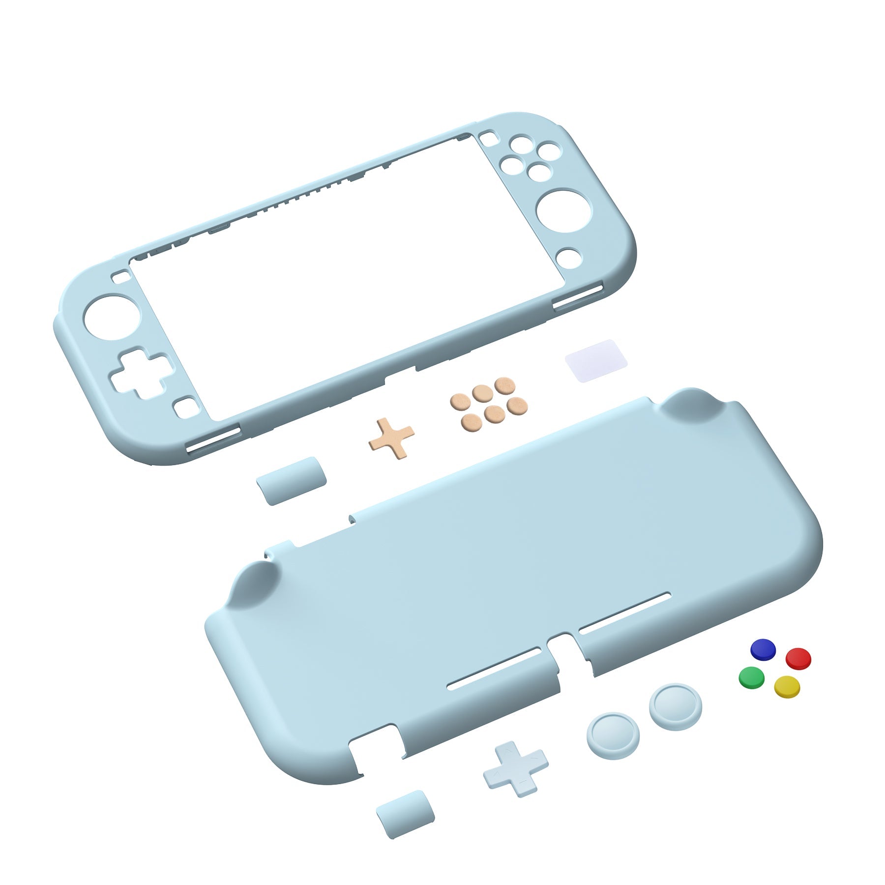 PlayVital Hard Shell Protective Case with Screen Protector & Thumb Grip Caps & Button Caps for Nintendo Switch Lite - Heaven Blue PlayVital