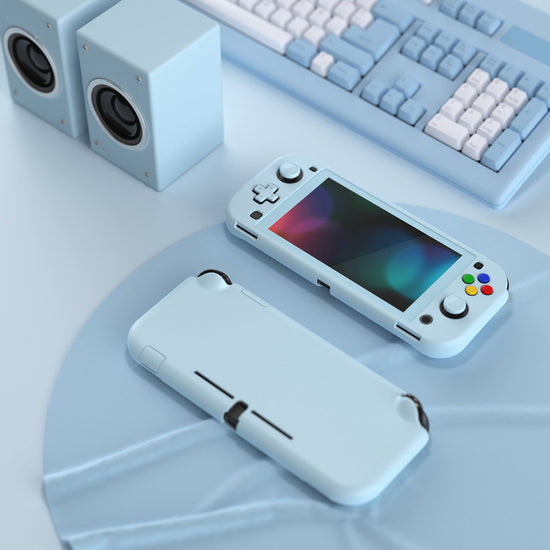PlayVital Hard Shell Protective Case with Screen Protector & Thumb Grip Caps & Button Caps for Nintendo Switch Lite - Heaven Blue PlayVital