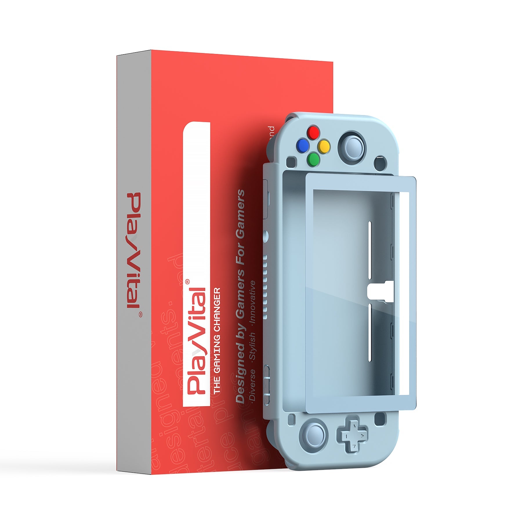 PlayVital Hard Shell Protective Case with Screen Protector & Thumb Grip Caps & Button Caps for Nintendo Switch Lite - Heaven Blue PlayVital
