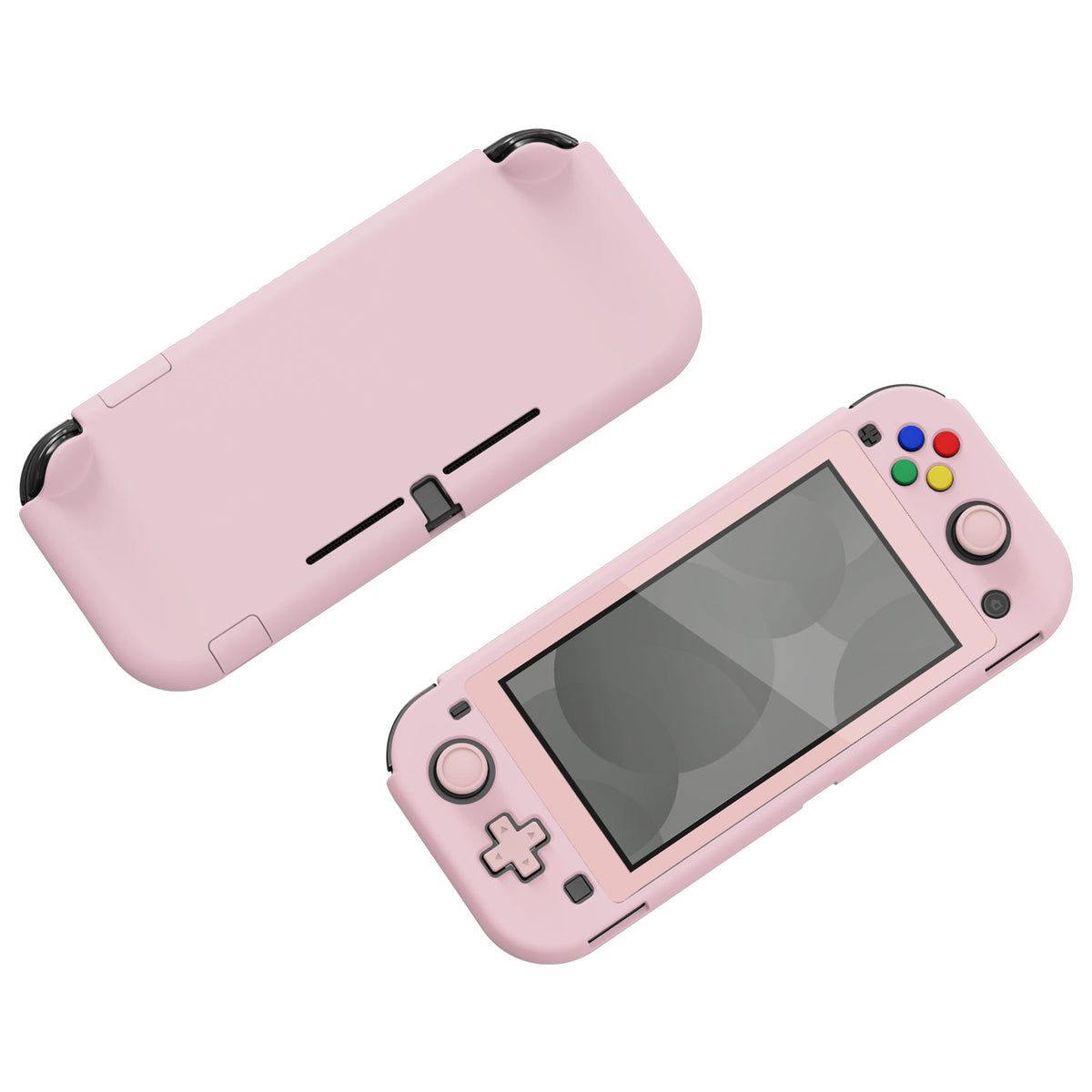PlayVital Hard Shell Protective Case with Screen Protector & Thumb Grip Caps & Button Caps for Nintendo Switch Lite - Peach Blossom Pink PlayVital